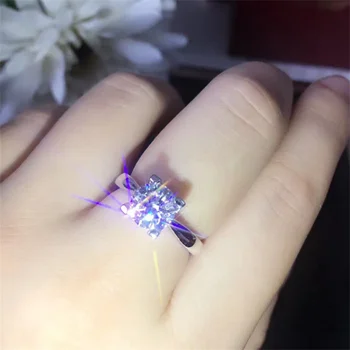 Привлекательные Элегантные кольца с квадратной геометрией серебристого цвета для женщин, модные свадебные украшения с металлической инкрустацией из белого камня для помолвки