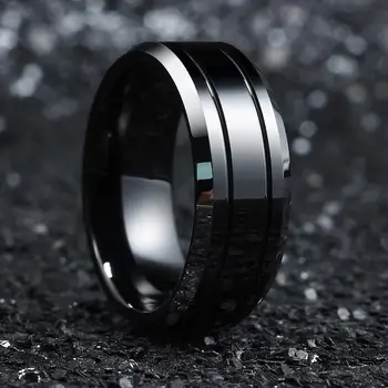 Простые кольца из черной титановой стали для мужчин и женщин, мужские кольца из нержавеющей стали с двойной канавкой, ювелирные изделия для свадебной вечеринки, прямая доставка
