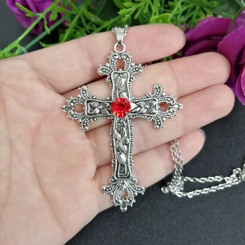 Ретро ожерелье с большим крестом Религиозный Иисус Женские ювелирные аксессуары