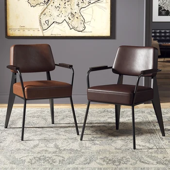 Роскошный обеденный стул в скандинавском стиле, изготовленный из натуральной кожи, обеденный стул для отдыха, офис, спальня, Мебель для библиотеки Sillas De Comedor