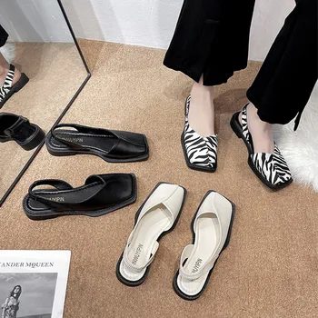 Сандалии Женские плиссированные эластичные сандалии с квадратным носком, Модные женские тапочки, женские сандалии с острым носком, женские дизайнерские туфли-лодочки