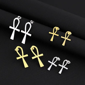Серьги-крестики из нержавеющей стали для женщин и мужчин, серьги-гвоздики в стиле хип-хоп, панк, готические ювелирные изделия, подарочные брелоки