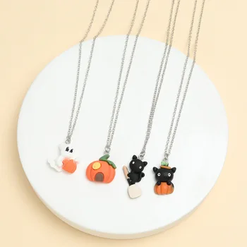 Трендовое ожерелье с животными 2023 года, свежее ожерелье ручной работы из тыквы на Хэллоуин для женщин, подарок из 4 предметов оптом