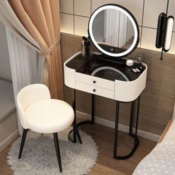 Туалетный столик из массива дерева, спальня, Современный Минималистичный Светлый Роскошный Небольшой Апартамент, Современный Шиферный стол, Столик для макияжа, Зеркало для макияжа