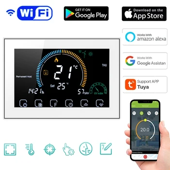 Умный WiFi, Умный Программируемый термостат, Голосовое управление приложением, ЖК-Терморегулятор нагрева воды / газового котла для Echo Google Home