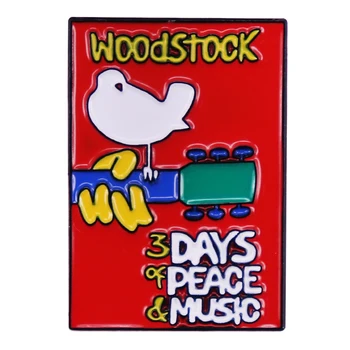 Фестиваль Вудсток 3 дня музыки мира Эмалированная булавка на лацкане, значок, брошь, Украшение для рюкзака, ювелирные изделия