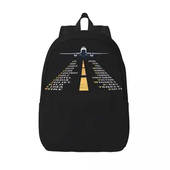 Фонетический алфавит Пилот Кадетский самолет Художественные холщовые рюкзаки для водонепроницаемой школы, колледжа, авиационного самолета, сумка для книг с принтом