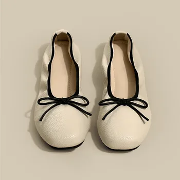 Французская мягкая удобная женская обувь с галстуком-бабочкой, повседневная обувь, противоскользящая, износостойкая, персонализированная дезодорация